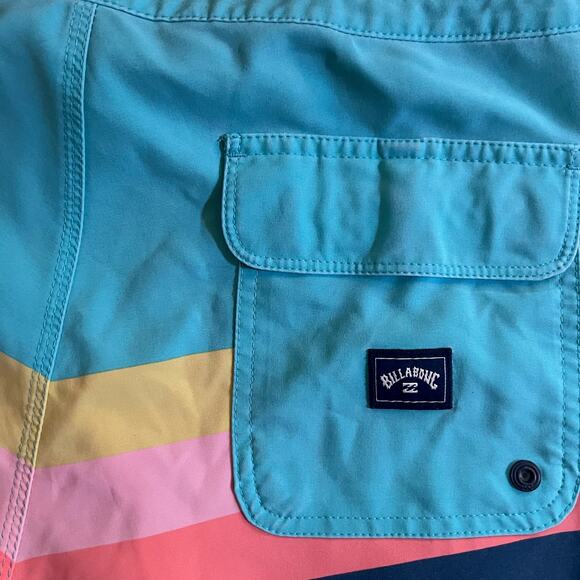 Billabong 73 Spinner Lo Tide Board Shorts 31 | Retro Pastel Stripe Swim Trunks - Picture 5 of 9